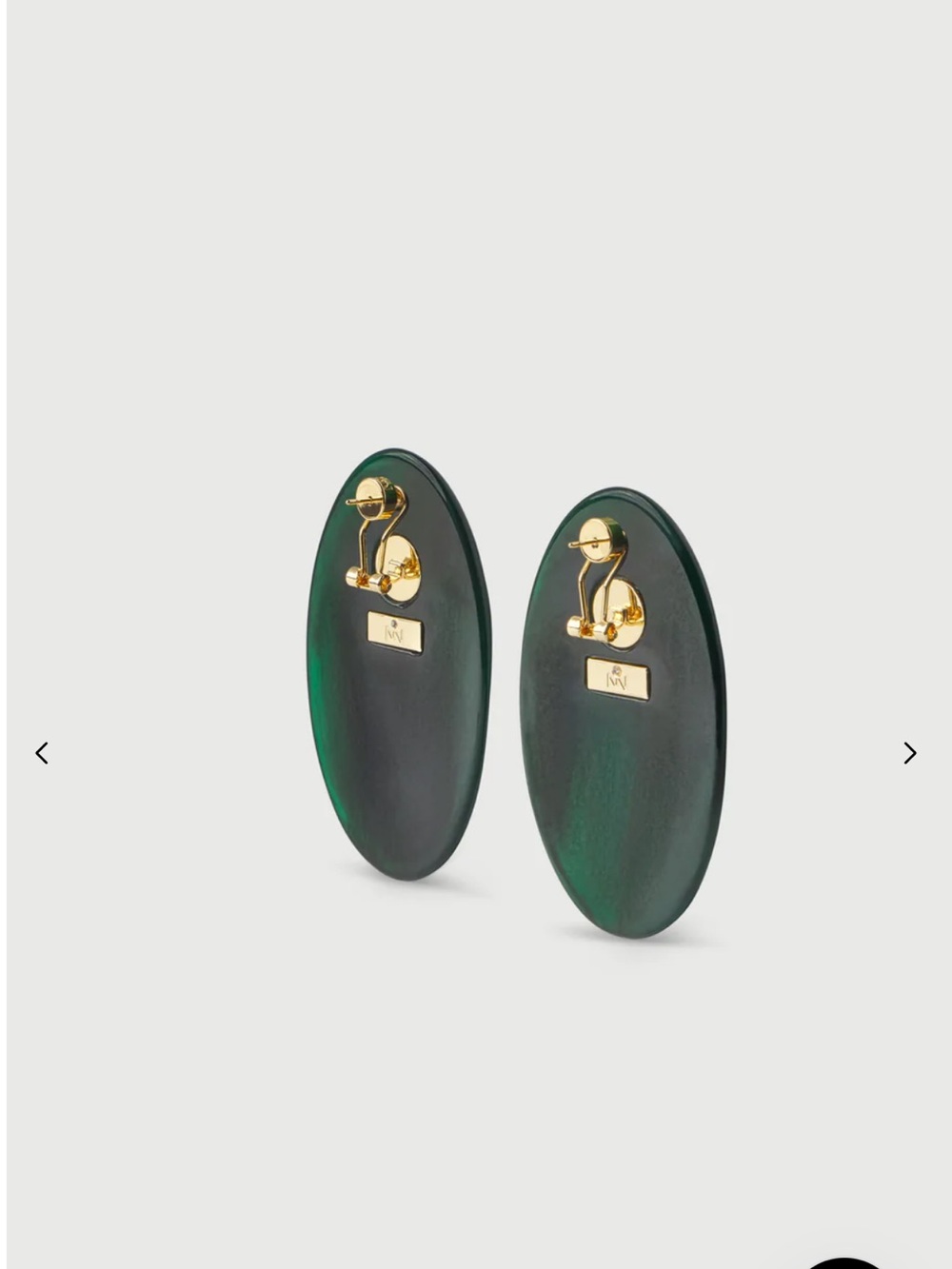 naked wardrobe emerald Green marble Oval Earrings - Picture 3 of 7